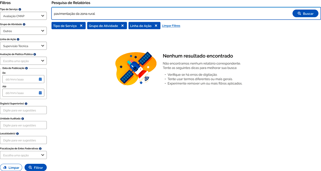 Exemplo dos filtros